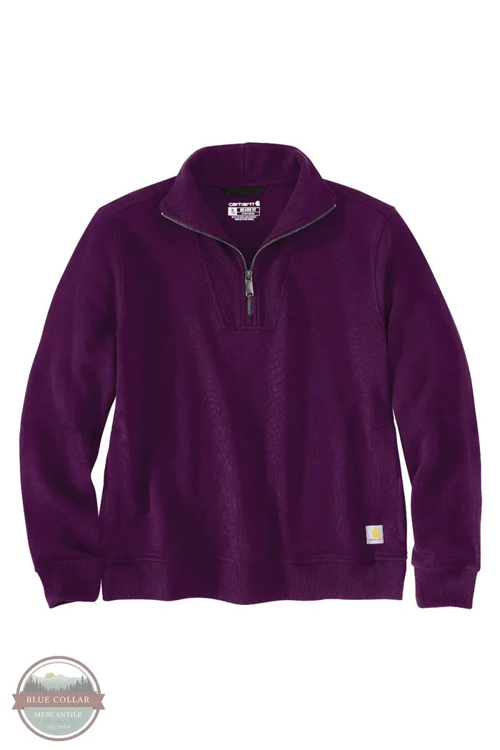 Carhartt 106451 V65 Eggplant TENCEL™ Fiber Series Relaxed Fit Half-Zip Sweatshirt