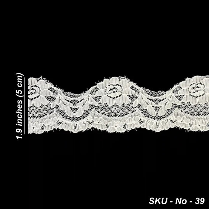 1.9 inch | White Floral Trim Lace | SKU-39