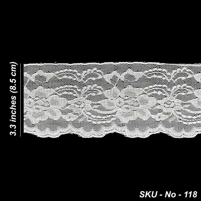 3.3 inches | Delicate Floral Petal Pattern Lace Trim | 5 Meters | SKU-118