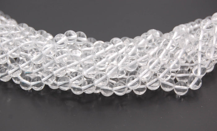 8mm Natural Clear Crystal Quartz (A grade) Round Beads -15 inch strand