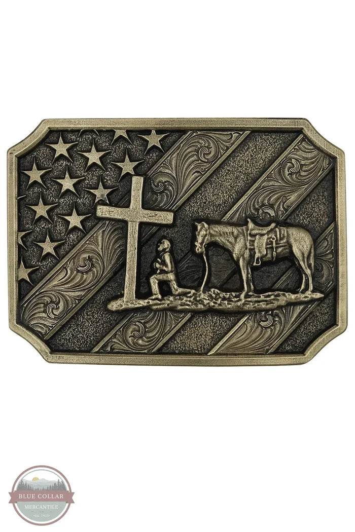 Montana Silversmiths A864C Patriot Christian Cowboy Attitude Belt Buckle
