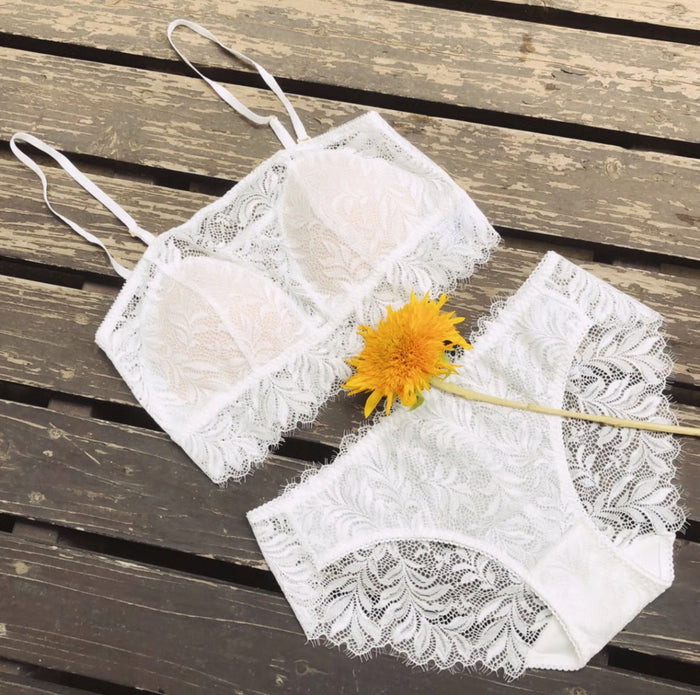 Bandeau Leaf Bra | White