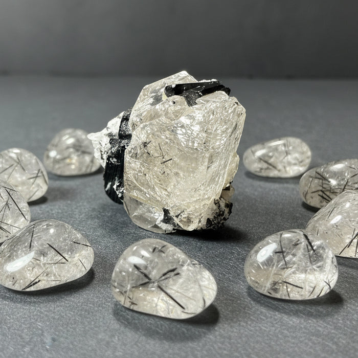 Black Tourmaline White Topaz Raw Crystal Luminous 1 Inch