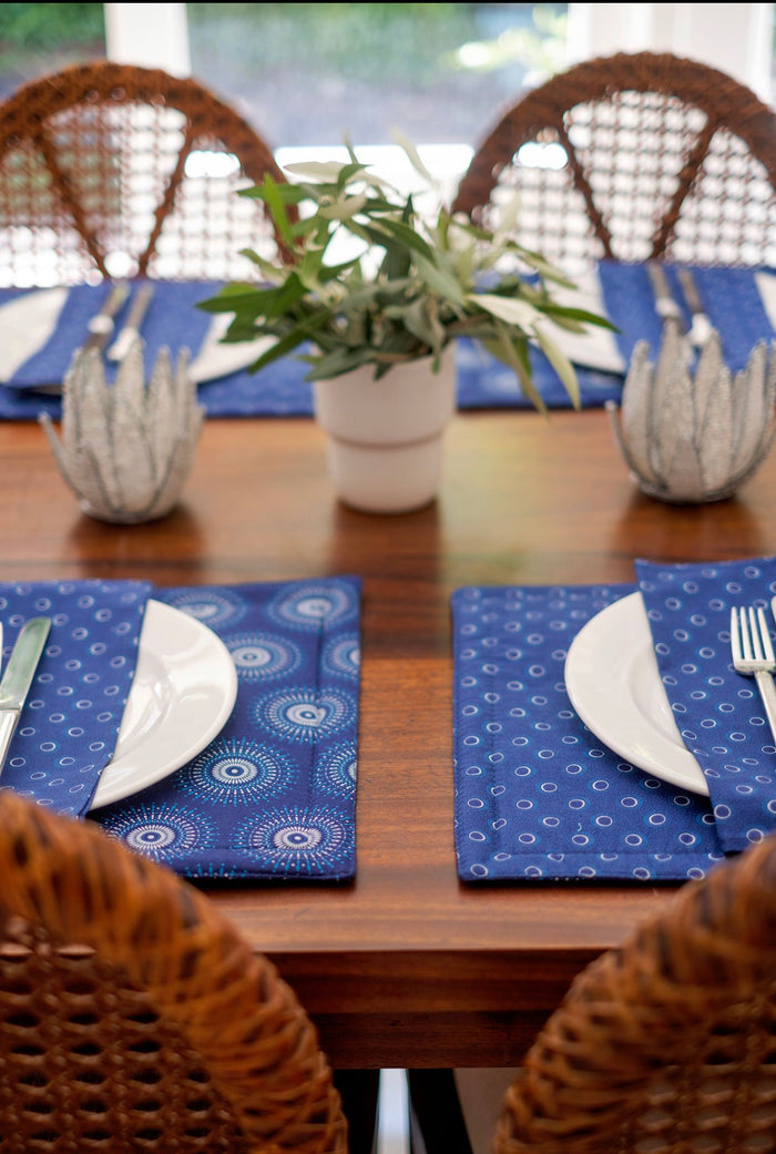 Blue Shweshwe Cotton Napkins (Set of 6)