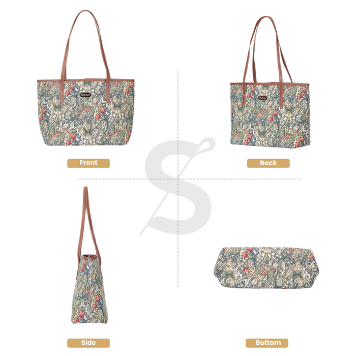 COLL-GLILY | William Morris Golden Lily College/Shoulder Tote Bag