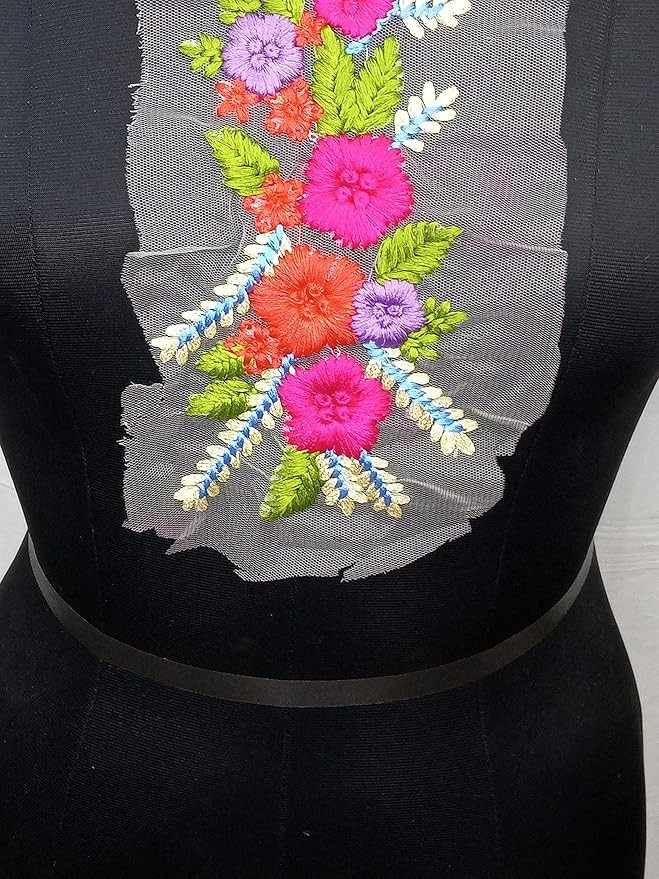 Designer blossom floral embroidery sew patch suitable for kurtis, dresses, jackets and DIY embellishment