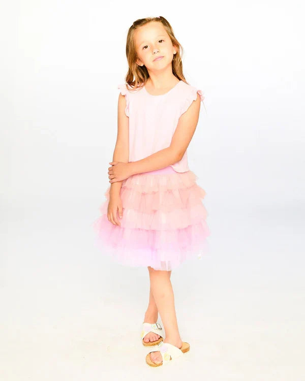 Deux Par Deux Bi-Material Dress - Pink Lady