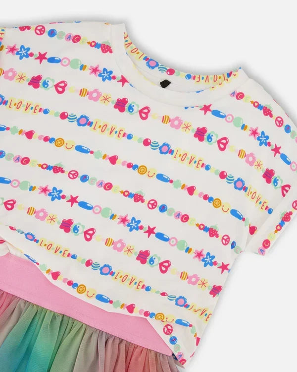 Deux Par Deux Bi-Material Dress With Mesh Skirt - Multicoloured Tie Dye