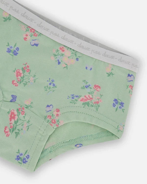 Deux Par Deux Boyshort Panty - Printed Flowers and Butterflies