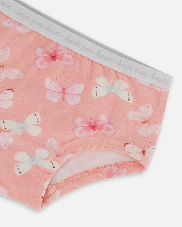 Deux Par Deux Boyshort Panty - Printed Pink Butterflies