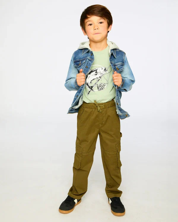 Deux Par Deux Denim Jacket with Removable French Terry Hood - Navy Denim