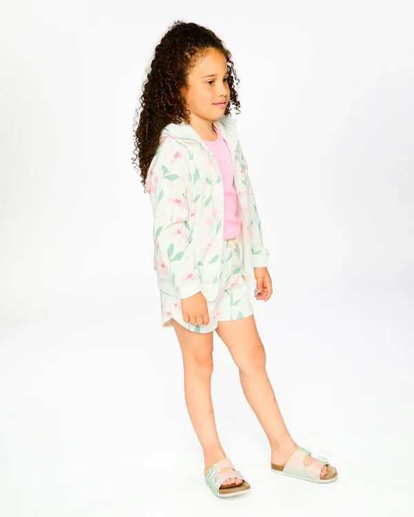Deux Par Deux French Terry Hoodie - Printed Vertical Flowers