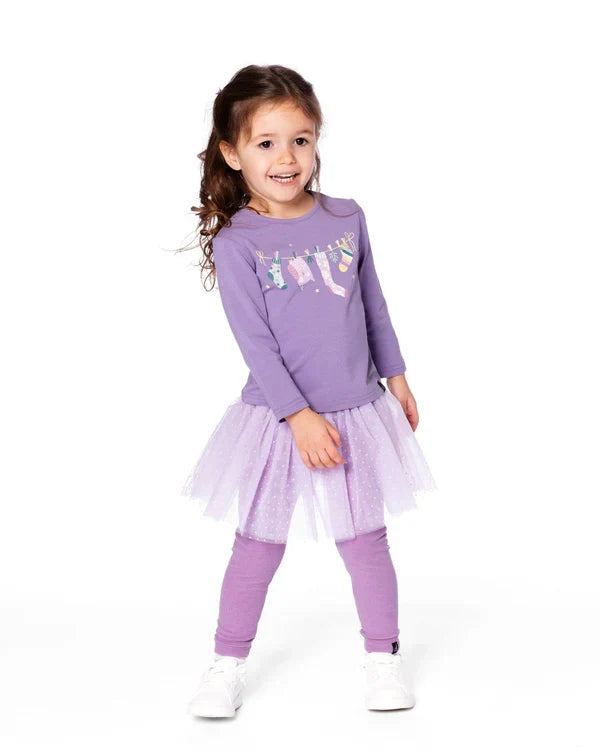 Deux Par Deux Leggings with Tulle Skirt - Dusk
