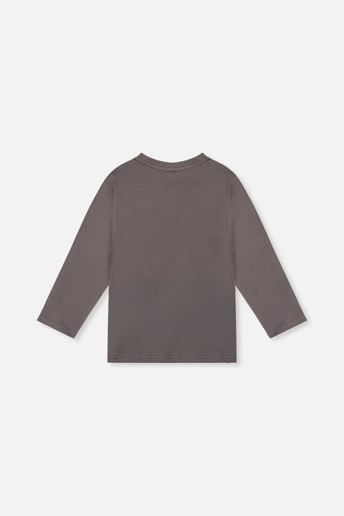 Deux Par Deux Long Sleeve Organic Cotton T-Shirt - Dark Grey