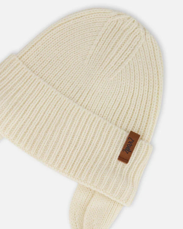 Deux Par Deux Mid-Season Knit Hat - Light Beige