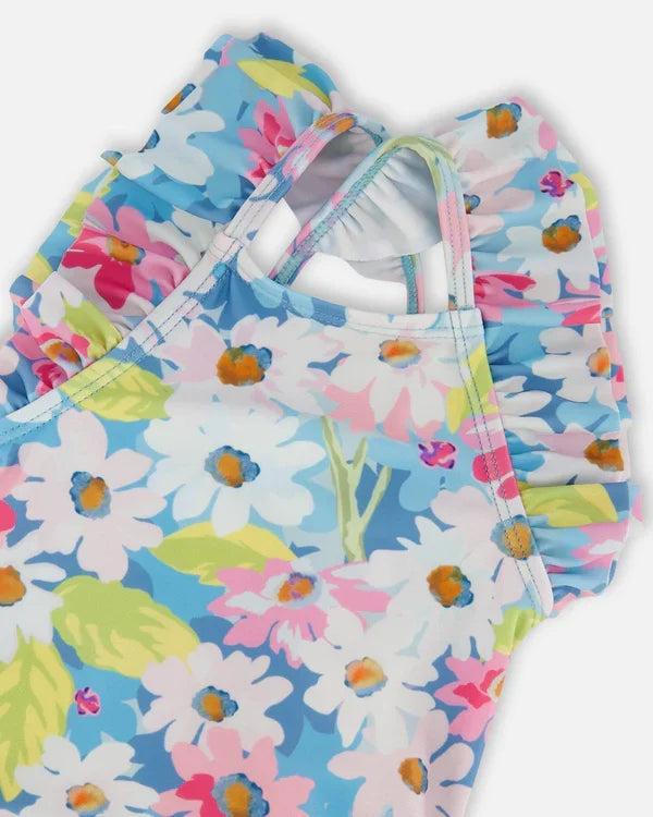 Deux Par Deux One Piece Swimsuit With Frills - Flowers
