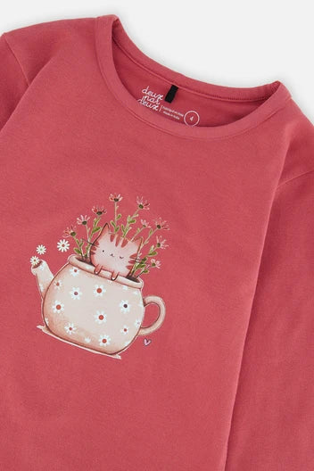Deux Par Deux Organic Cotton Jersey T-Shirt - Rose Wine Pink