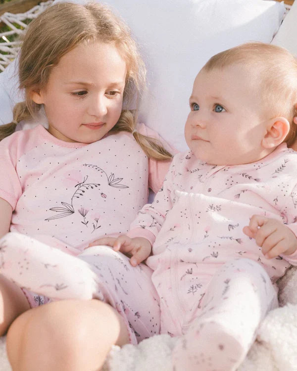 Deux Par Deux Organic Cotton One Piece Pajama - Printed Pastel Fields