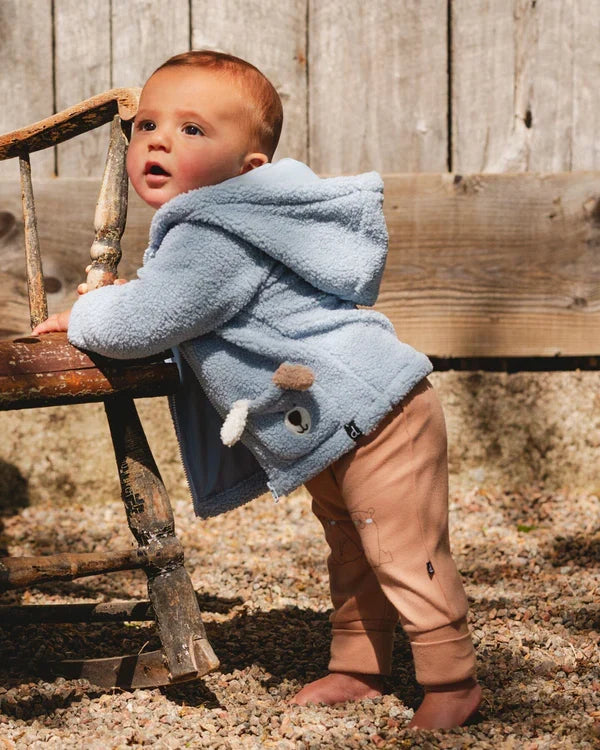 Deux Par Deux Plush Hooded Jacket - Winter Sky/Light Blue
