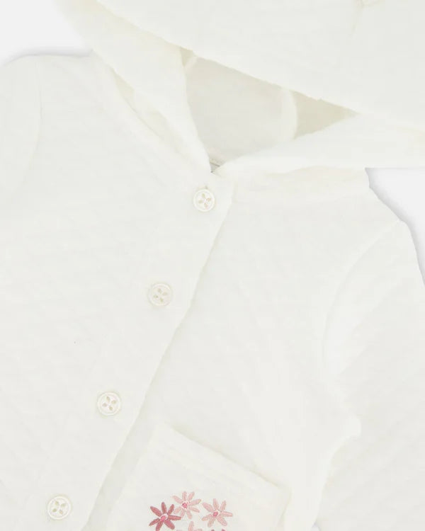 Deux Par Deux Quilted Jacket With Hood - White