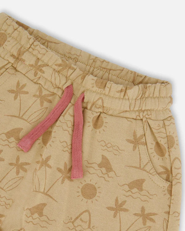 Deux Par Deux Short Sleeve Tee & Terry Short Set - Printed Shark & Van