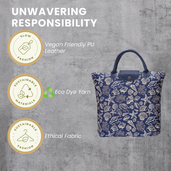 FDAW-SHELL | SEA SHELL FOLDAWAY GROCERY BAG