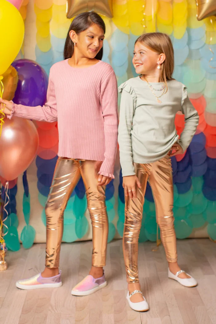 Great Pretenders Love Life Leggings - Metallic Gold