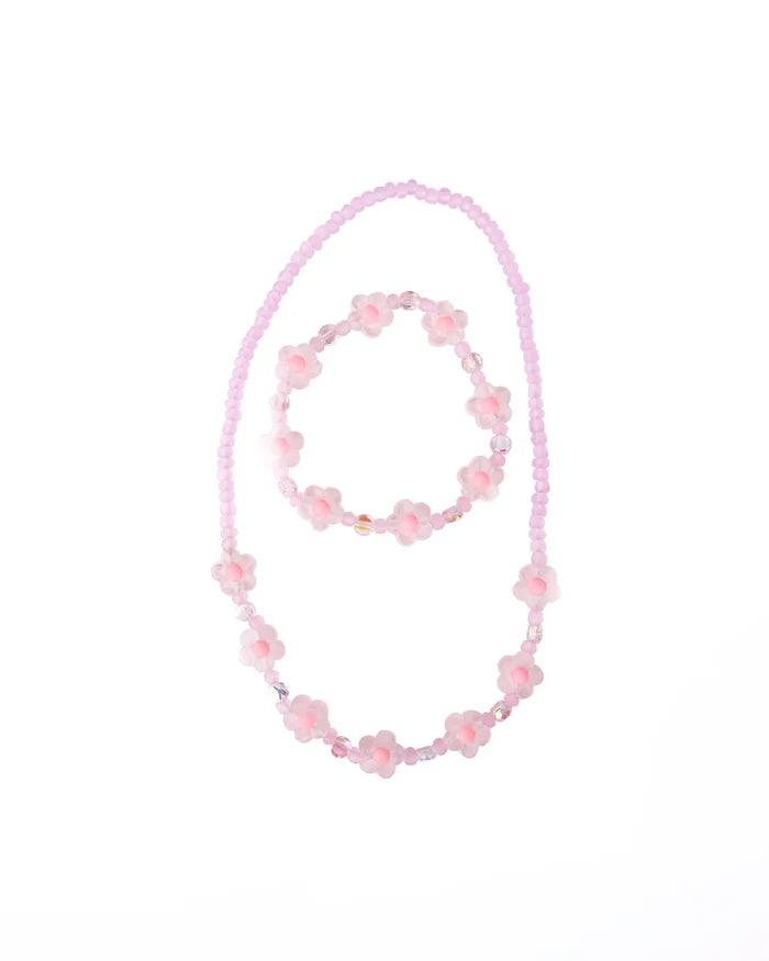 Great Pretenders Pink Crystal Blooms Necklace & Bracelet Set