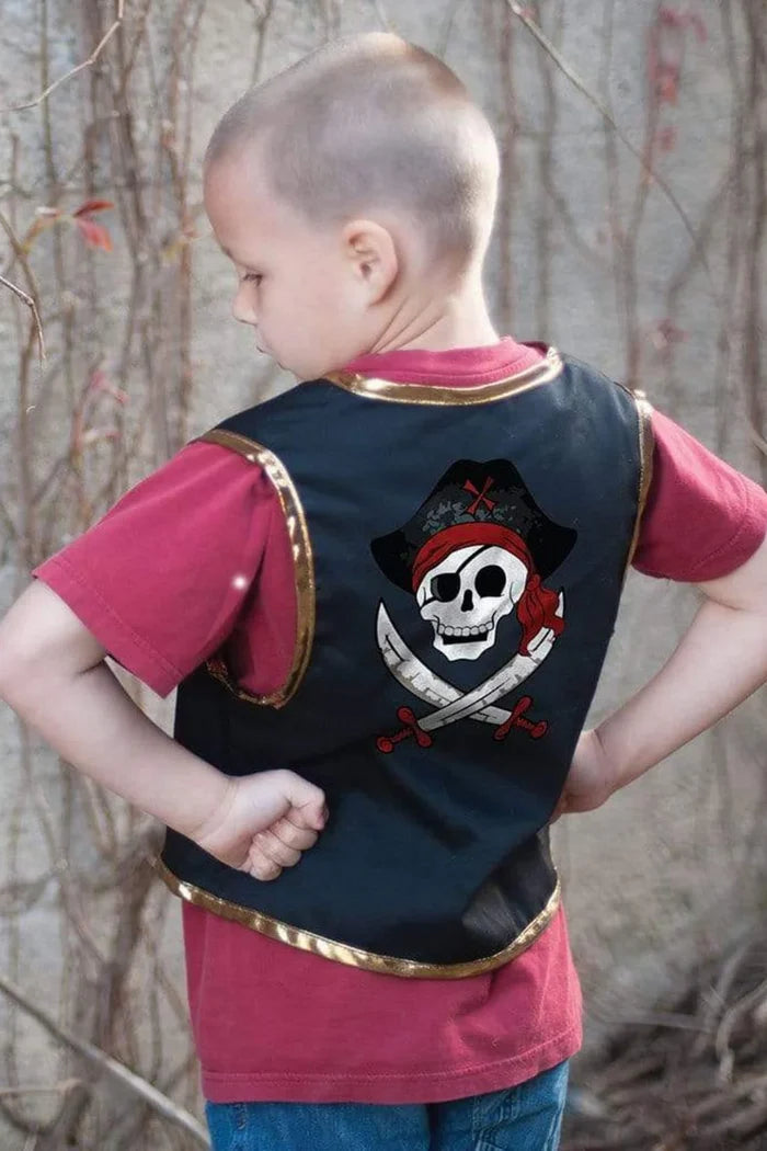 Great Pretenders Pirate Vest & Eye Patch - Black/Reds