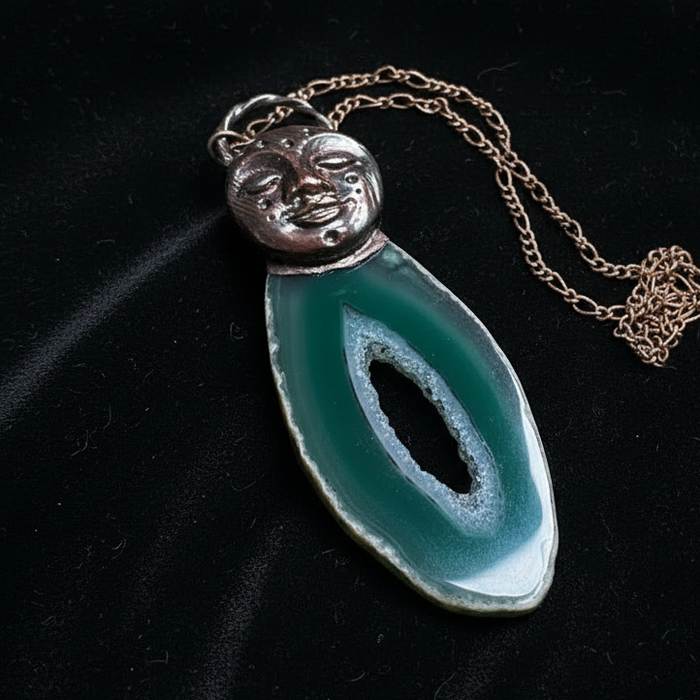 Green Agate Necklace Goddess of Life Stone