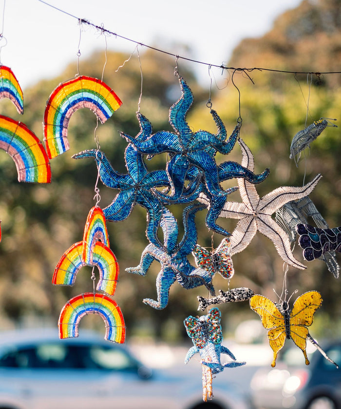 Hand Beaded Hanging Rainbow