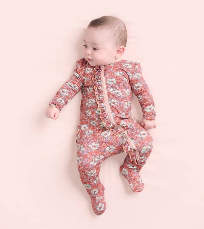 Hatley Baby Ruffle Bum Footie - Groovy Daisy