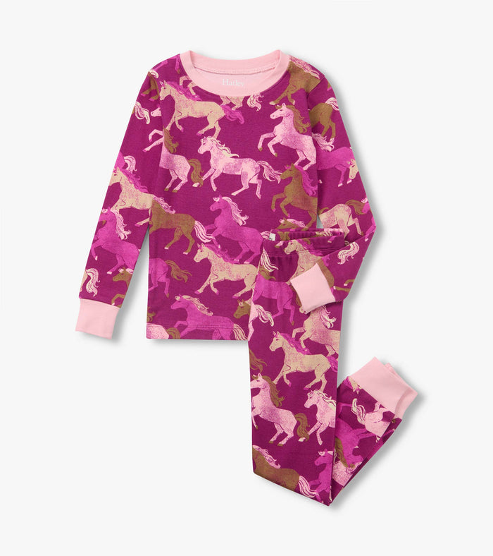Hatley Cotton Rib Pajama Set - Galloping