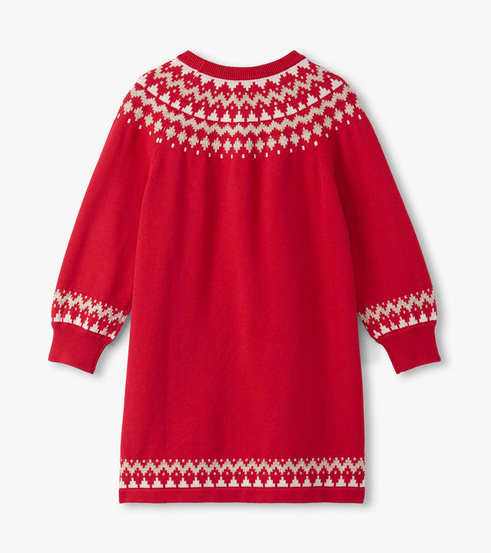 Hatley Fair Isle Swing Sweater Dress - Chex Red