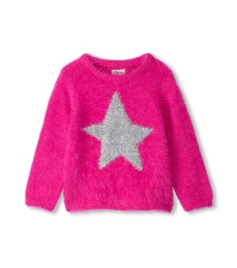 Hatley Furry Sweater - Rose Violet/Silver Star