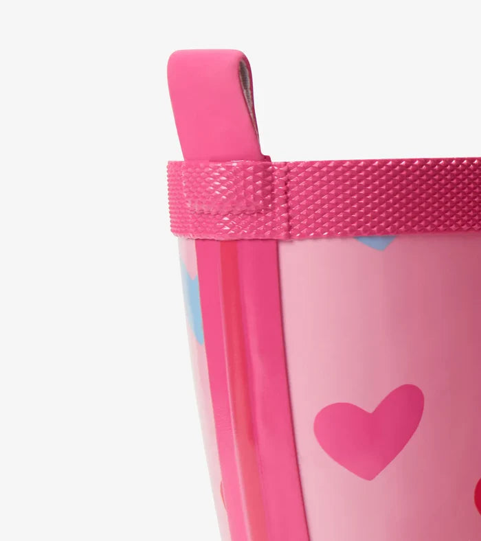 Hatley Shiny Rain Boots - Pink Hearts