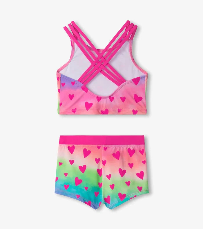 Hatley Two-Piece Short Swimsuit -Kaleidoscope Hearts