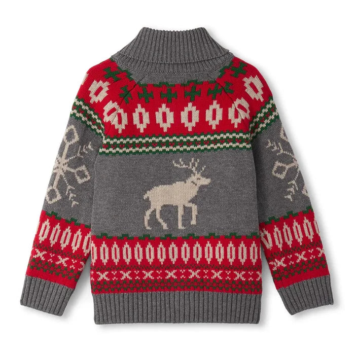 Hatley Winter Elk Shawl Collar Cardigan - Athletic Grey Melange