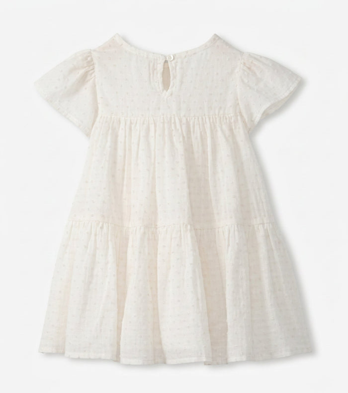 Hatley Woven Cake Puff Dress - Pearl Blush Swiss Dot