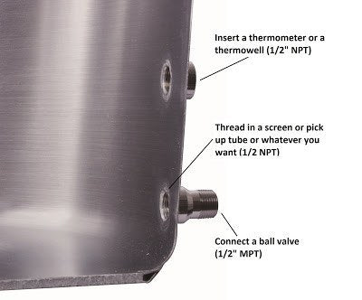 Kettles And All-Grain Equipment - Heavy Duty 15 Gallon Kettle W/ Ball Valve And Extra Port