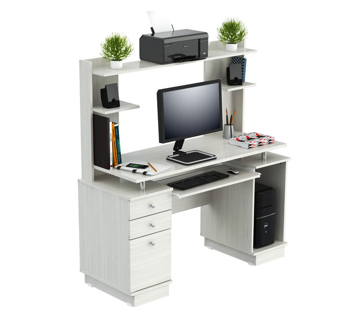 Inval Computer Work center/Credenza with Hutch - Laricina White