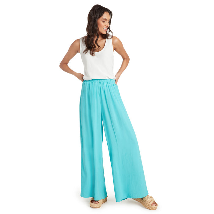 Jams World Solid Long Wide Leg Pants - Ocean by Jams World