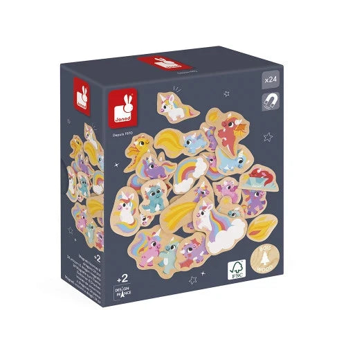 Janod Unicorn and Dragon Magnets - 24pcs