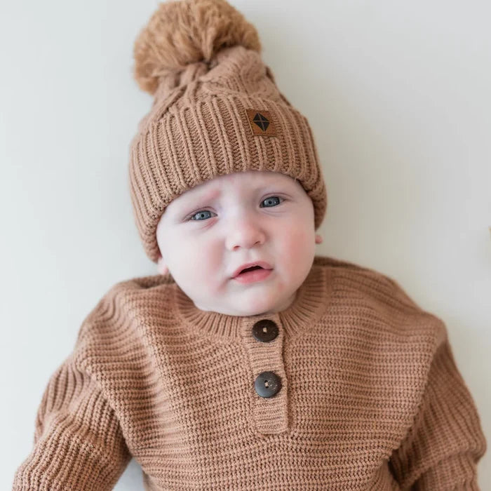 Kyte Baby Chunky Cable Knit Beanie - Latte