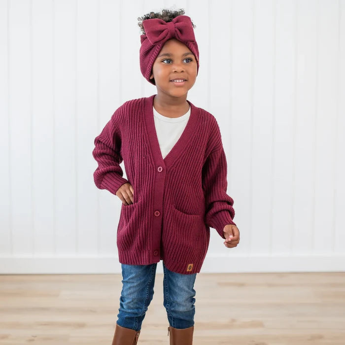 Kyte Baby Knit Oversized Cardigan - Burgundy