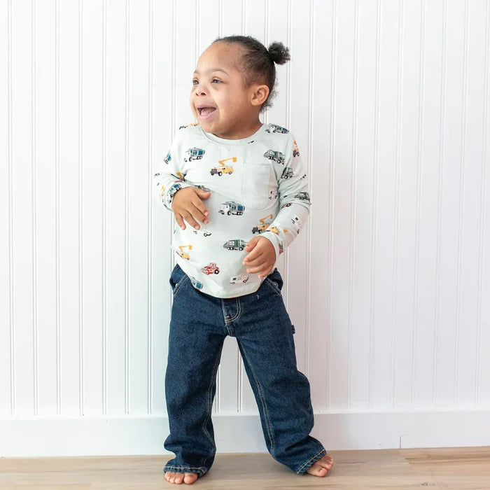 Kyte Baby Long Sleeve Crew Neck Tee - City Vehicles