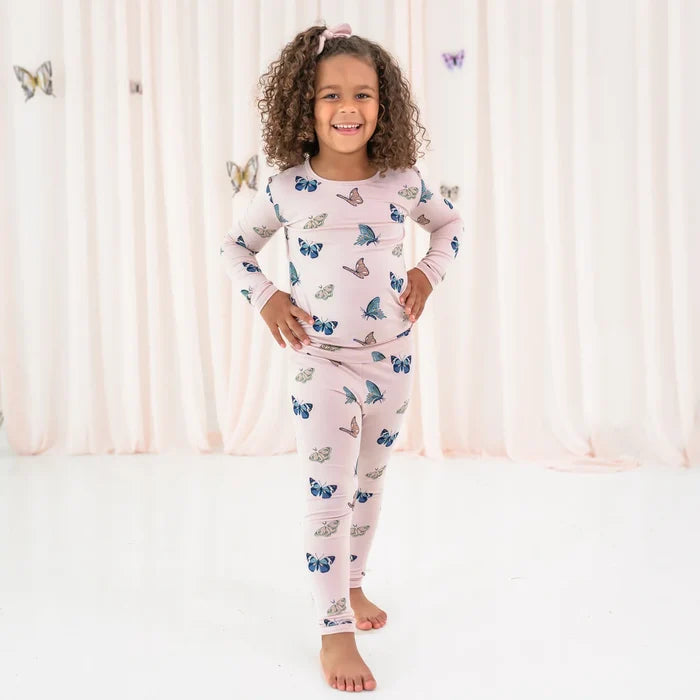 Kyte Baby Long Sleeve Toddler Pajama Set - Blush Butterfly