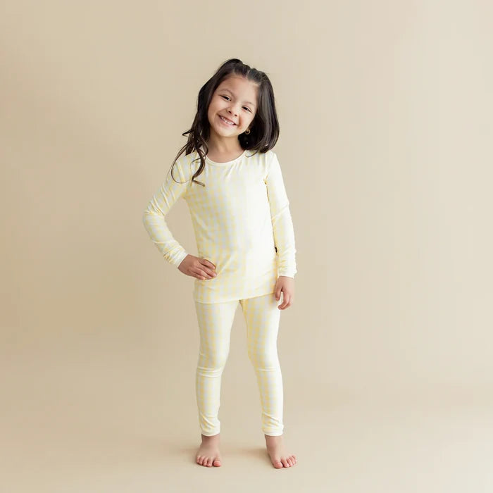 Kyte Baby Long Sleeve Toddler Pajama Set - Gingham Chamomile