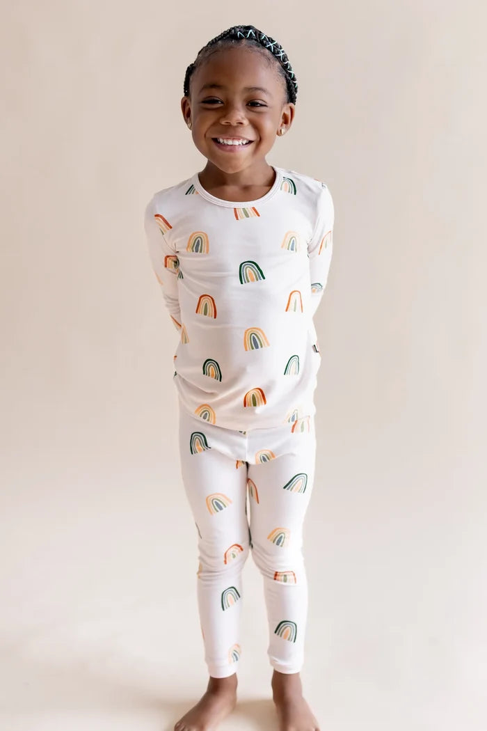 Kyte Baby Long Sleeve Toddler Pajama Set - Retro Rainbow