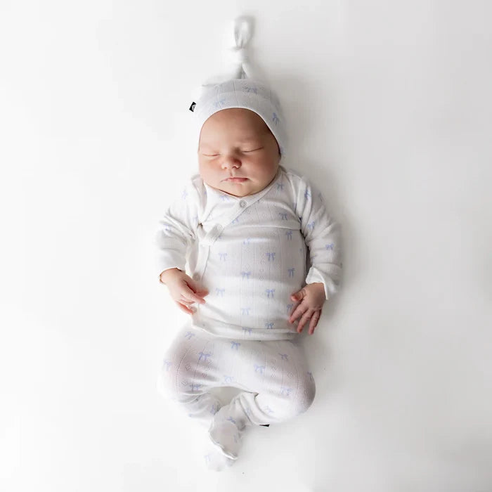 Kyte Baby Pointelle Take Me Home Set with Cap - Sweet Blue Bow